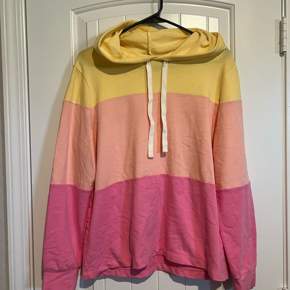 J. Crew Colorblock Hoodie in Yellow and Pink